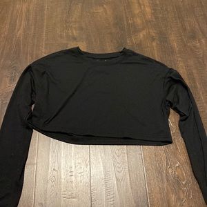 Black cropped long sleeve top
